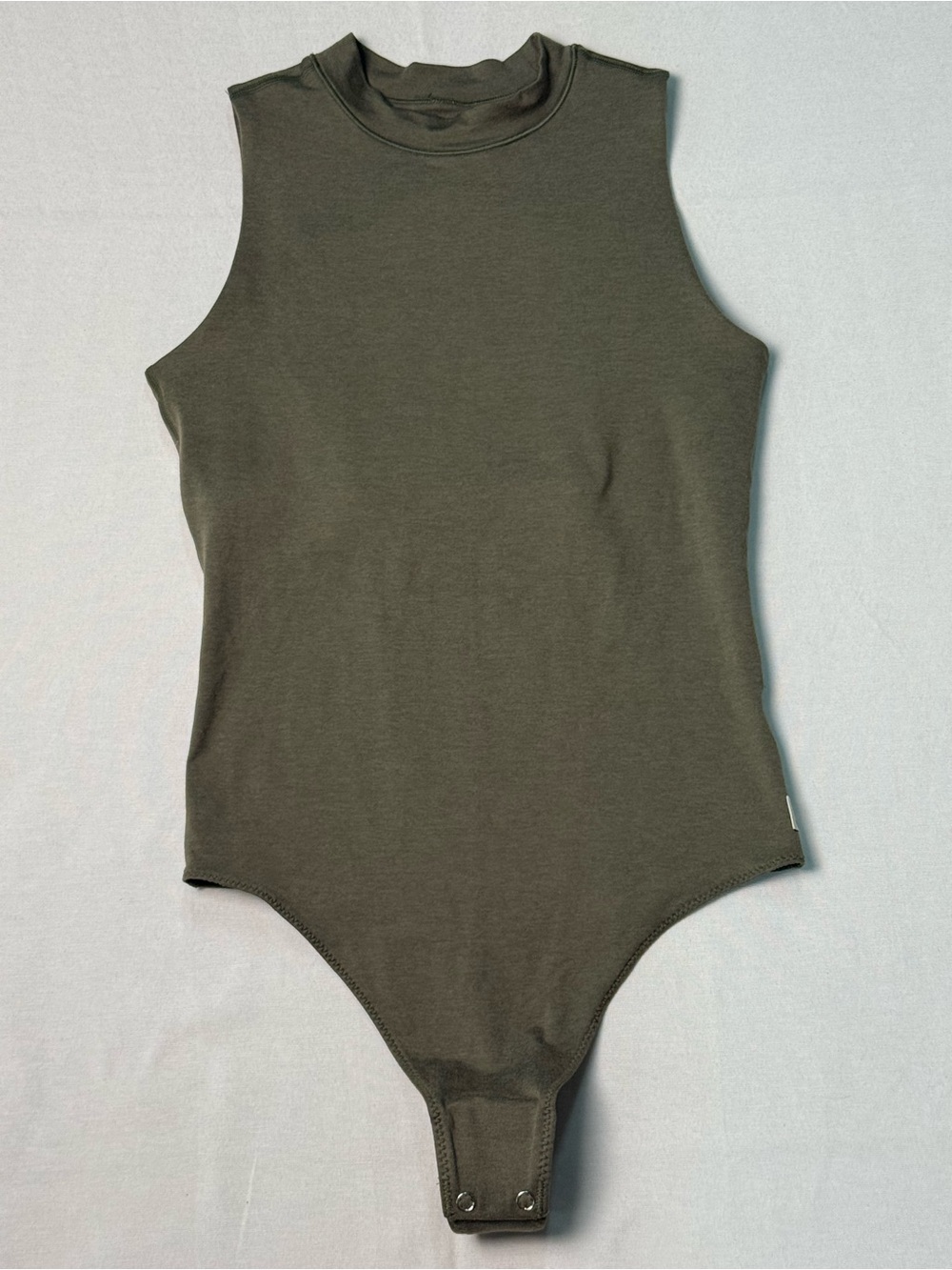 Vuori Olive Green Sleeveless Mock Neck Bodysuit